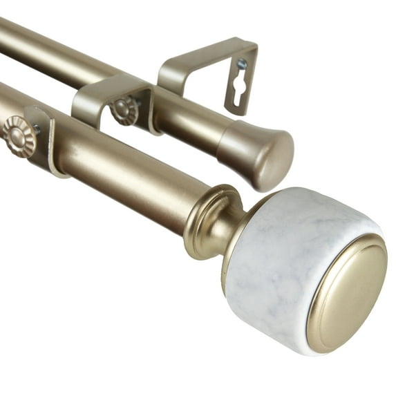 Domovina Andres 1-inch Double Curtian Rod-Color:Gold,Size:120-170"