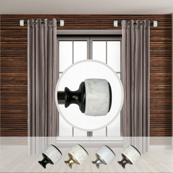 Domovina Andres 1-inch Side Curtain Rod 12-20 Inches (Set of 2)-Color:Black