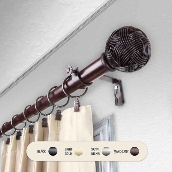 Domovina Anna 1" Curtain Rod-Color:Black,Size:120-170"