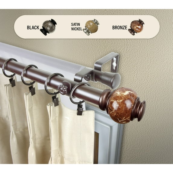 Domovina Anna 1" Double Curtain Rod-Color:Bronze,Size:48-84"