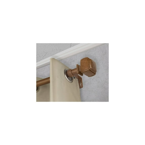Domovina Aris 1" Faux Wood Curtain Rod-Color:Dark Walnut,Size:28-48"