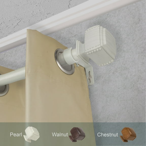 Domovina Aris 1" Faux Wood Curtain Rod-Color:Pearl White,Size:28-48"