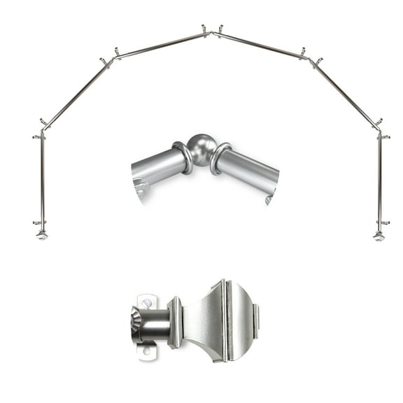 Domovina Arya 13/16" 6 Sided Bay Window Single Curtain Rod-Color:Satin Nickel