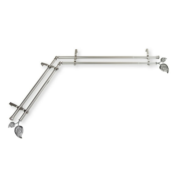Domovina Plush 13/16" Corner Window Double Curtain Rod-Color:Satin Nickel,Size:48"-84"