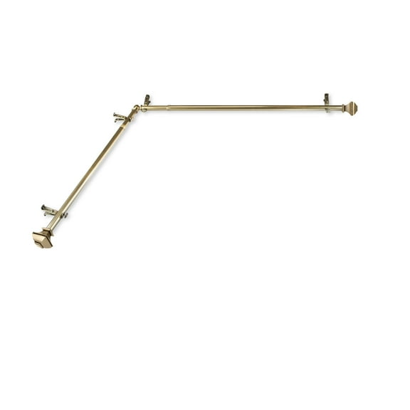 Domovina Arya 13/16" Corner Window Single Curtain Rod-Color:Antique Brass,Size:48"-84"