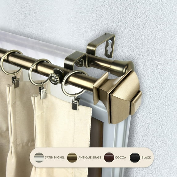 Domovina Arya 13/16" Double Curtain Rod-Color:Antique Brass,Size:28-48"