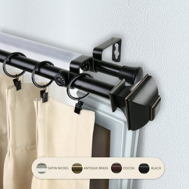 Domovina Arya 13/16" Double Curtain Rod-Color:Black,Size:28-48"