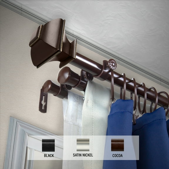 Domovina Arya 13/16" Triple Curtain Rod-Color:Cocoa,Size:48-84"