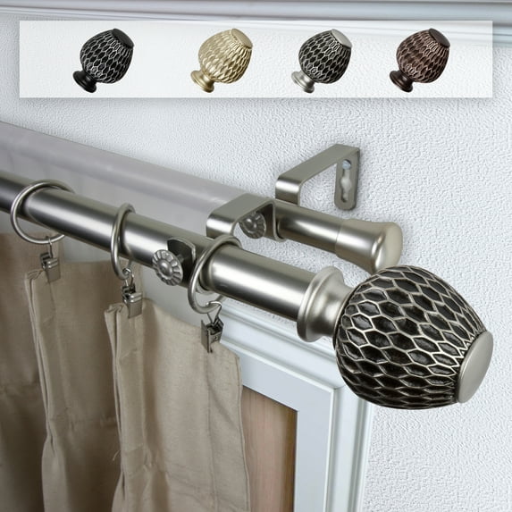 Domovina Atiya 1" Double Curtain Rod-Color:Satin Nickel,Size:28-48"