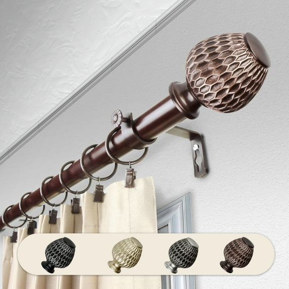 Domovina Atiya 1" Single Curtain Rod-Color:Bronze,Size:28-48"