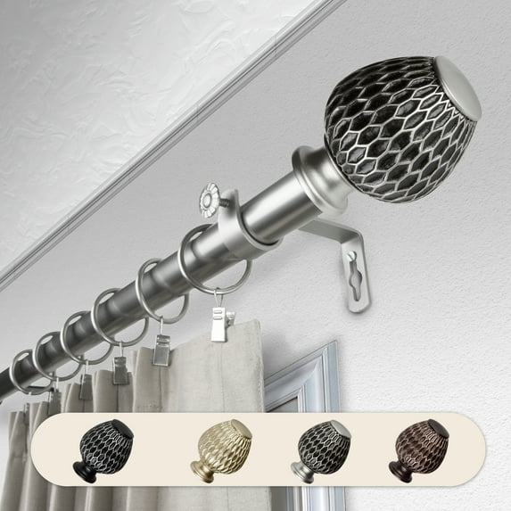 Domovina Atiya 1" Single Curtain Rod-Color:Satin Nickel,Size:160-240"