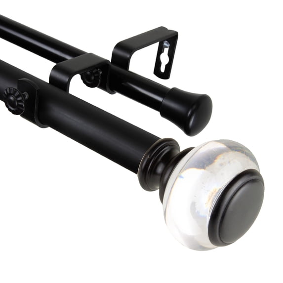 Domovina Bettina 1-inch Double Curtian Rod-Color:Black,Size:120-170"
