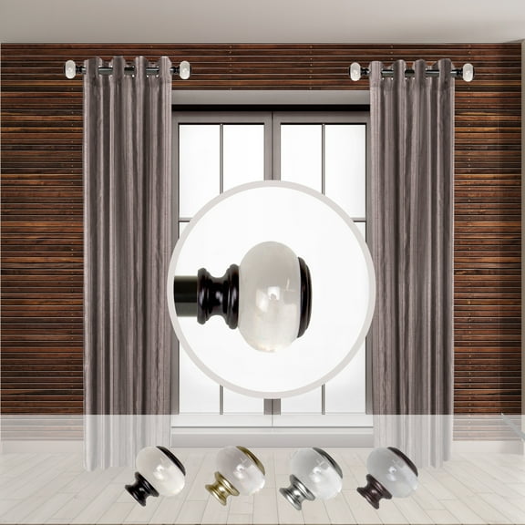 Domovina Bettina 1-inch Side Curtain Rod 12-20 Inches (Set of 2)-Color:Black