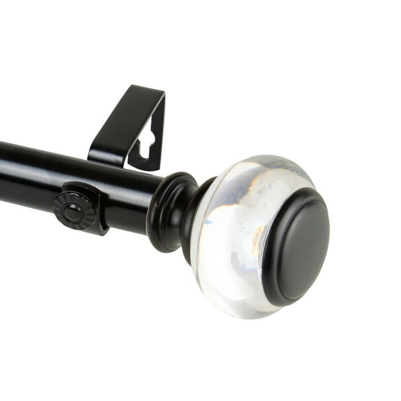 Domovina Bettina 1-inch Single Curtian Rod-Color:Black,Size:28-48"