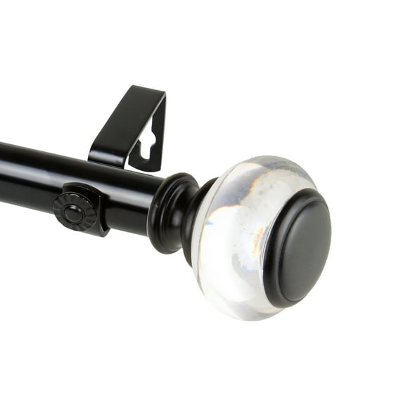 Domovina Bettina 1-inch Single Curtian Rod-Color:Black,Size:28-48"