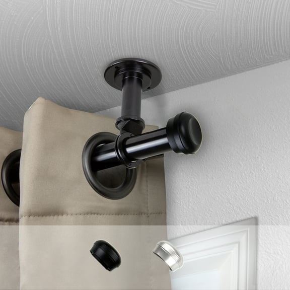 Domovina Blair 1" Ceiling Curtain Rod-Color:Black,Size:28-48"
