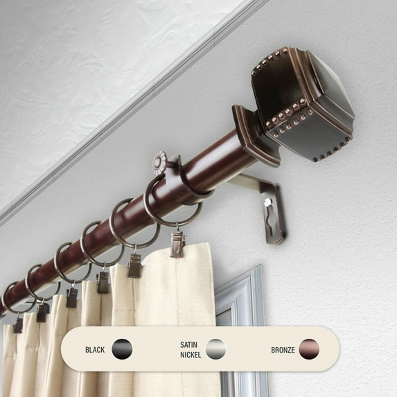 Domovina Brock 1" Curtain Rod-Color:Bronze,Size:28-48"