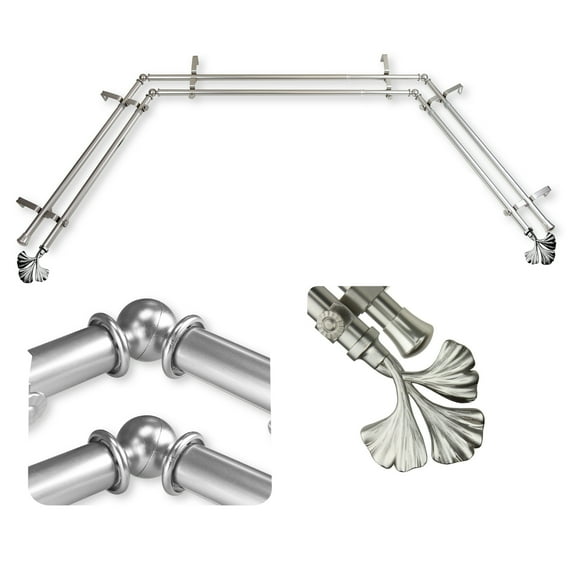 Domovina Charm 13/16" Bay Window Double Curtain Rod-Color:Satin Nickel