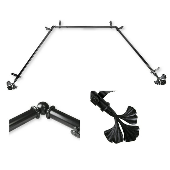 Domovina Charm 13/16" Bay Window Single Curtain Rod-Color:Black