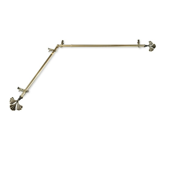 Domovina Charm 13/16" Corner Window Single Curtain Rod-Color:Antique Brass,Size:66"-120"
