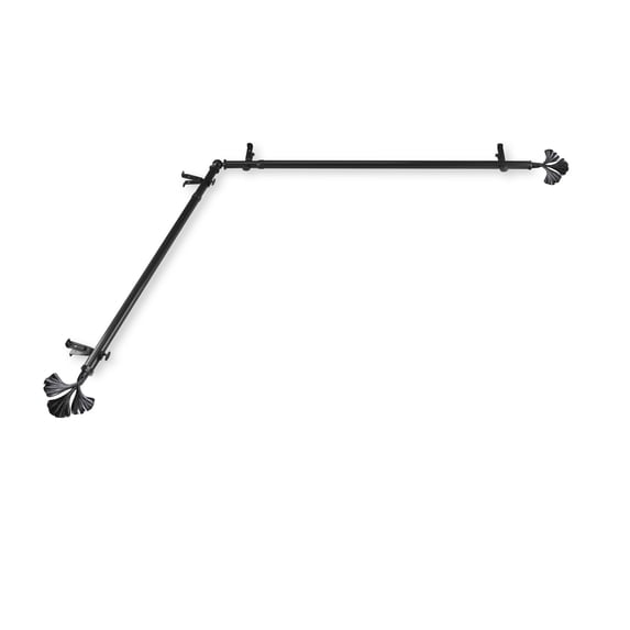 Domovina Charm 13/16" Corner Window Single Curtain Rod-Color:Black,Size:66"-120"