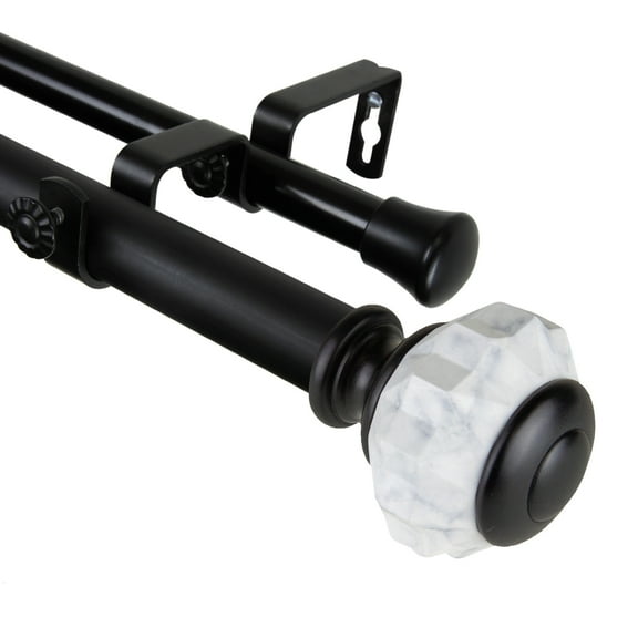 Domovina Ciara 1-inch Double Curtian Rod-Color:Black,Size:66-120"