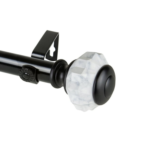 Domovina Ciara 1-inch Single Curtian Rod-Color:Black,Size:120-170"