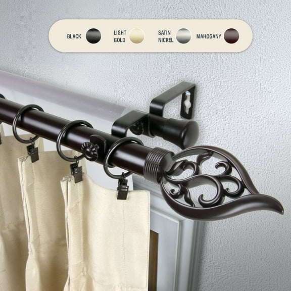 Domovina Clair 1" Double Curtain Rod-Color:Mahogany,Size:28-48"