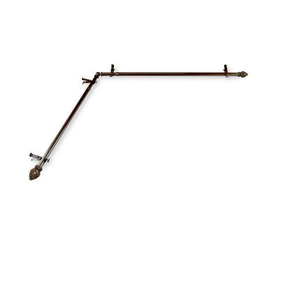 Domovina Cone 13/16" Corner Window Single Curtain Rod-Color:Cocoa,Size:66"-120"
