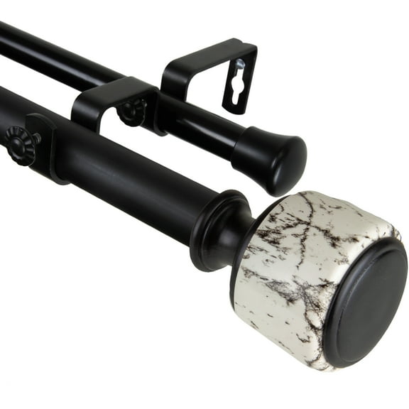 Domovina Corinne 1-inch Double Curtian Rod-Color:Black,Size:28-48"