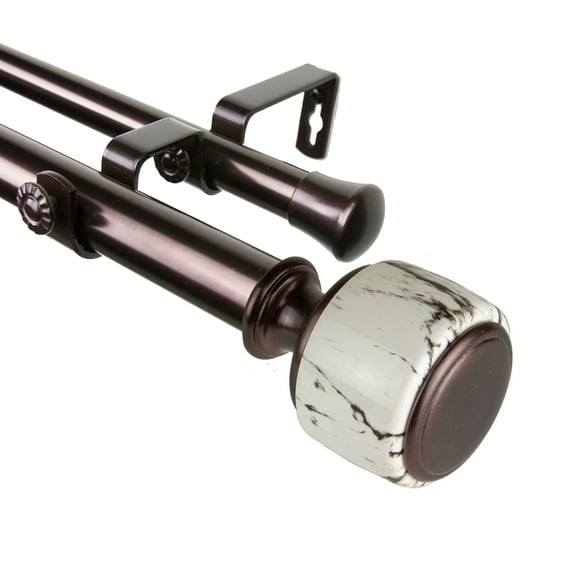 Domovina Corinne 1-inch Double Curtian Rod-Color:Bronze,Size:66-120"