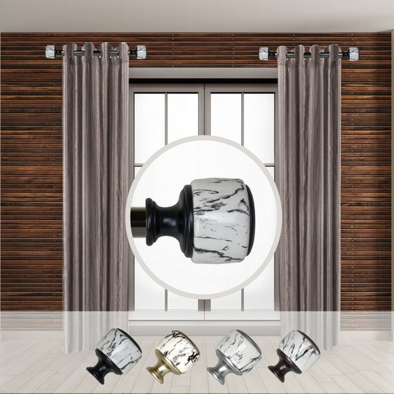 Domovina Corinne 1-inch Side Curtain Rod 12-20 Inches (Set of 2)-Color:Black