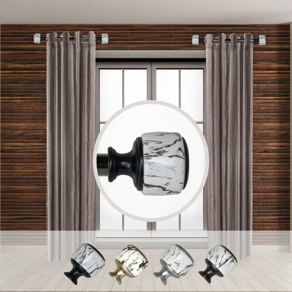 Domovina Corinne 1-inch Side Curtain Rod 12-20 Inches (Set of 2)-Color:Black