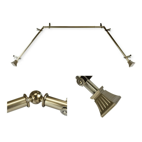 Domovina Cornet 13/16" Bay Window Single Curtain Rod-Color:Antique Brass