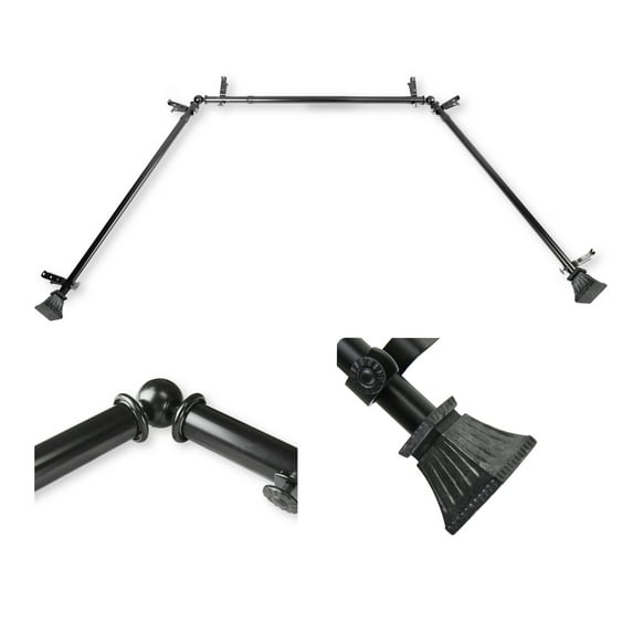 Domovina Cornet 13/16" Bay Window Single Curtain Rod-Color:Black