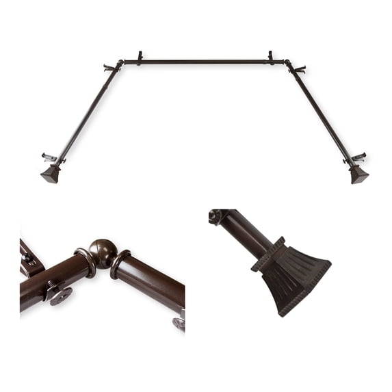 Domovina Cornet 13/16" Bay Window Single Curtain Rod-Color:Cocoa