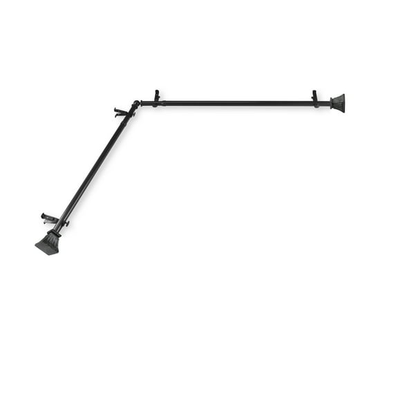 Domovina Cornet 13/16" Corner Window Single Curtain Rod-Color:Black,Size:120"-170"