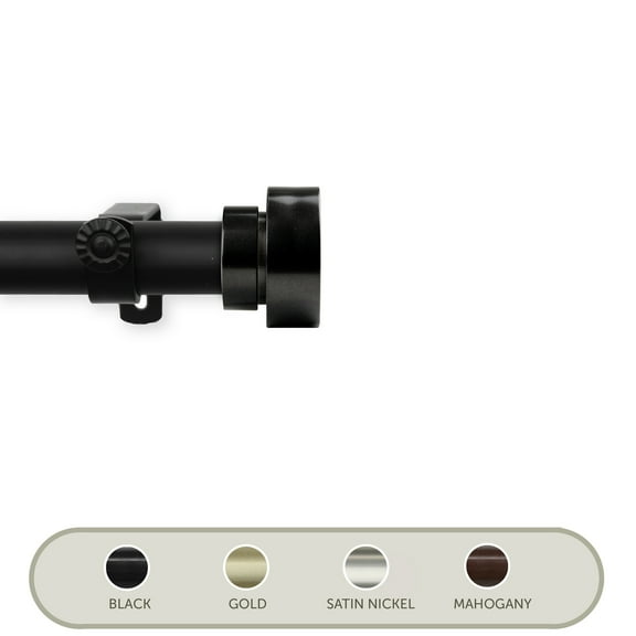 Domovina Coronet 1" Curtain Rod-Color:Black,Size:28"-48"