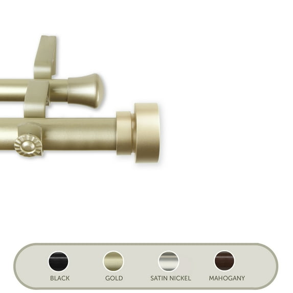 Domovina Coronet 1" Double Curtain Rod-Color:Light Gold,Size:66"-120"