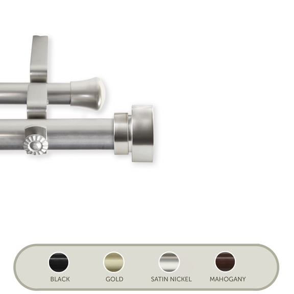 Domovina Coronet 1" Double Curtain Rod-Color:Satin Nickel,Size:160"-240"