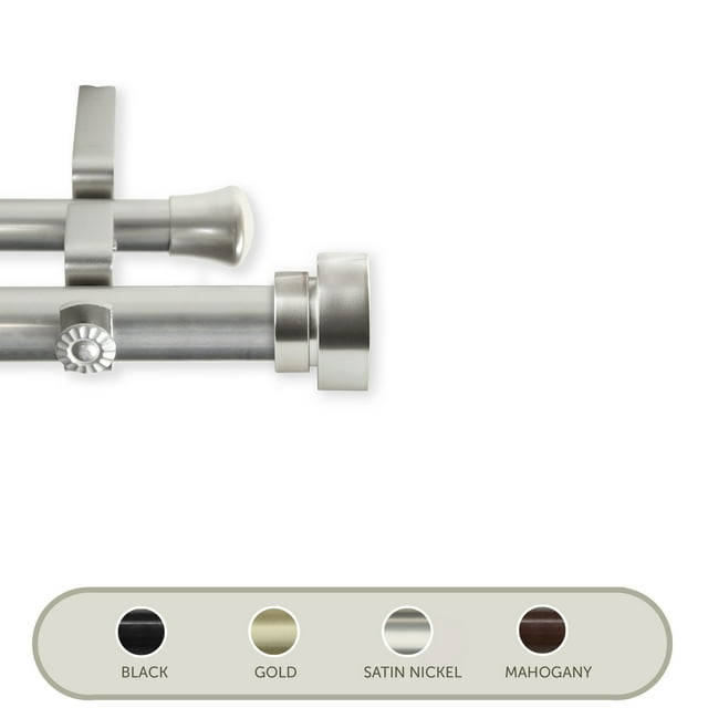 Domovina Coronet 1" Double Curtain Rod-Color:Satin Nickel,Size:160"-240"