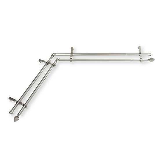 Domovina Curve 13/16" Corner Window Double Curtain Rod-Color:Satin Nickel,Size:120"-170"