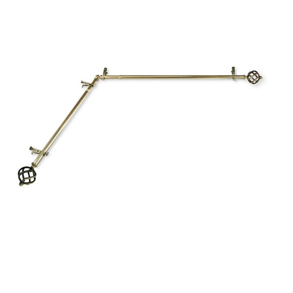 Domovina Curve 13/16" Corner Window Single Curtain Rod-Color:Antique Brass,Size:28"-48"