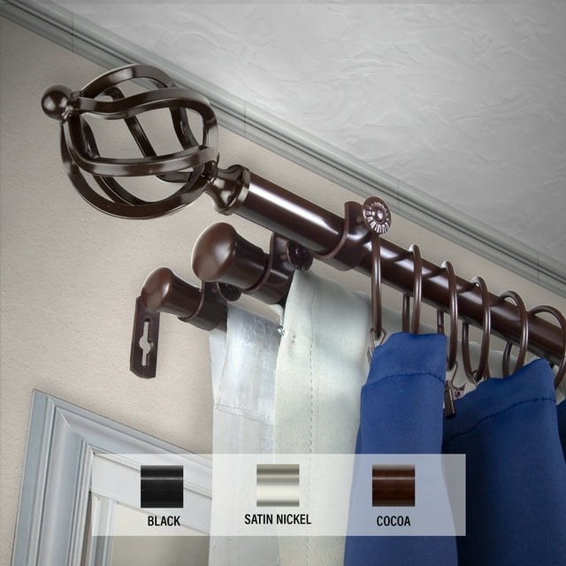 Domovina Curve 13/16" Triple Curtain Rod-Color:Cocoa,Size:120-170"