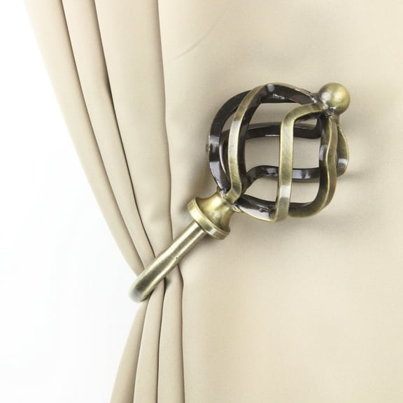 Domovina Curve Curtain Holdback Pair-Color:Antique Brass