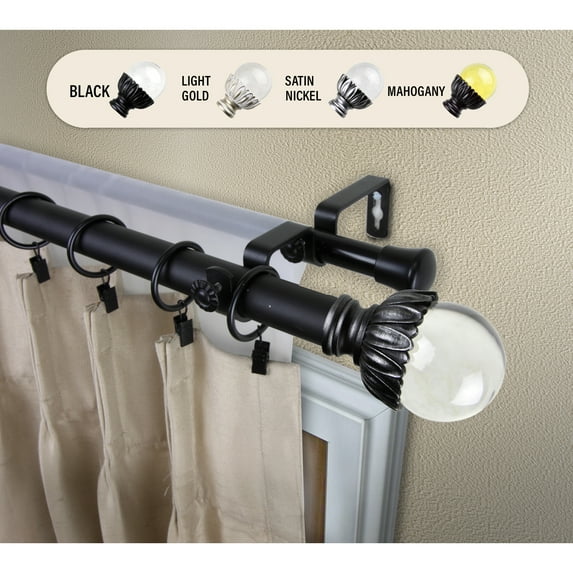 Domovina Dores 1" Double Curtain Rod-Color:Black,Size:28-48"
