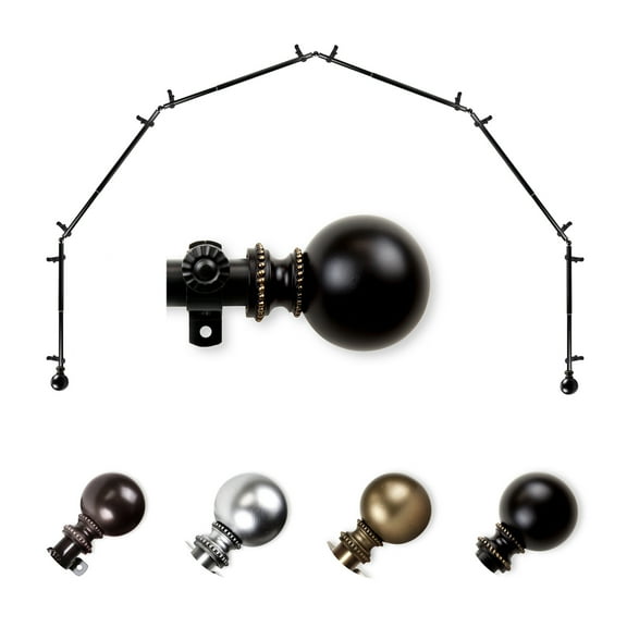 Domovina Elias 13/16" 6-Sided Bay Window Curtain Rod-Color:Black,Size:168-288"