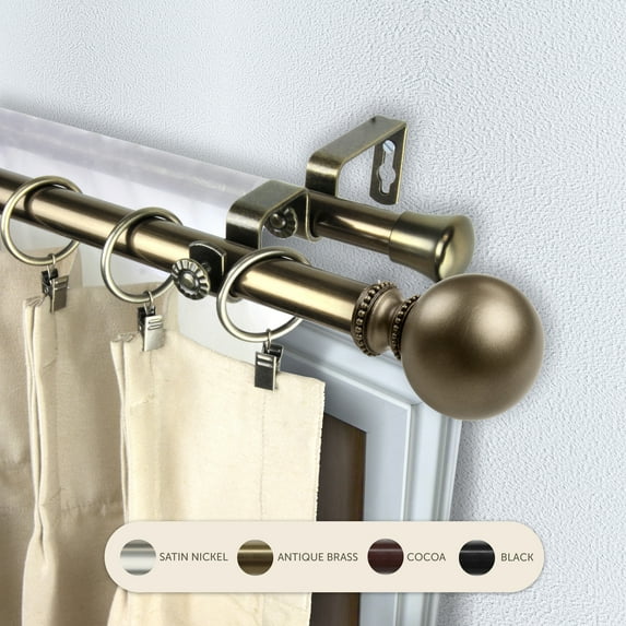 Domovina Elias 13/16" Double Curtain Rod-Color:Antique Brass,Size:66-120"