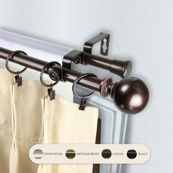 Domovina Elias 13/16" Double Curtain Rod-Color:Cocoa,Size:66-120"