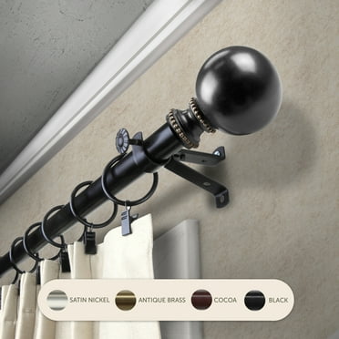 Domovina Elias 13/16" Single Curtain Rod-Color:Black,Size:28-48"